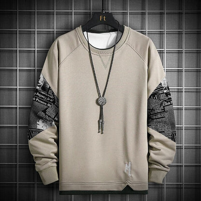 Single Road Crewneck Sweatshirt Men  Spring Harajuku Oversized Japanese Streetwear Black Hoodie Men Sweatshirts Hoodies Male