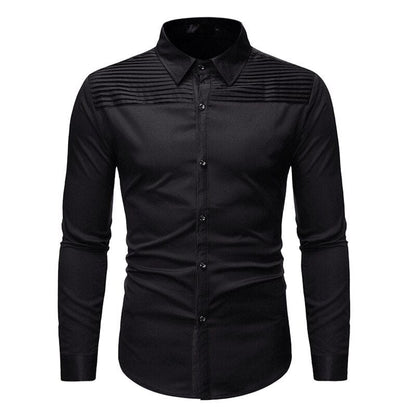 Solid Color Men Shirt Tuxedo Shirts Bridegroom Wedding Shirts Long Sleeve Slim Fit Casual Mens Dress Shirts Camisa Masculina XL