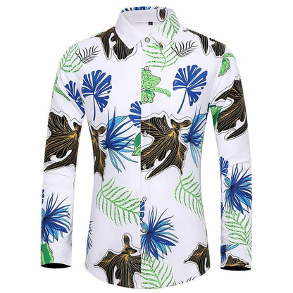 Many styles men long-sleeved plus size 7XL shirt fashion printed shirt Hawaii leisure vacation men's clothing