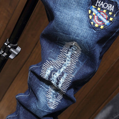 Male Jeans Men Men'S Jean Homme Denim Slim Fit Pants Trousers Blue Biker Printing Jeans For Men Skinny Casual Fashion Sweatpants