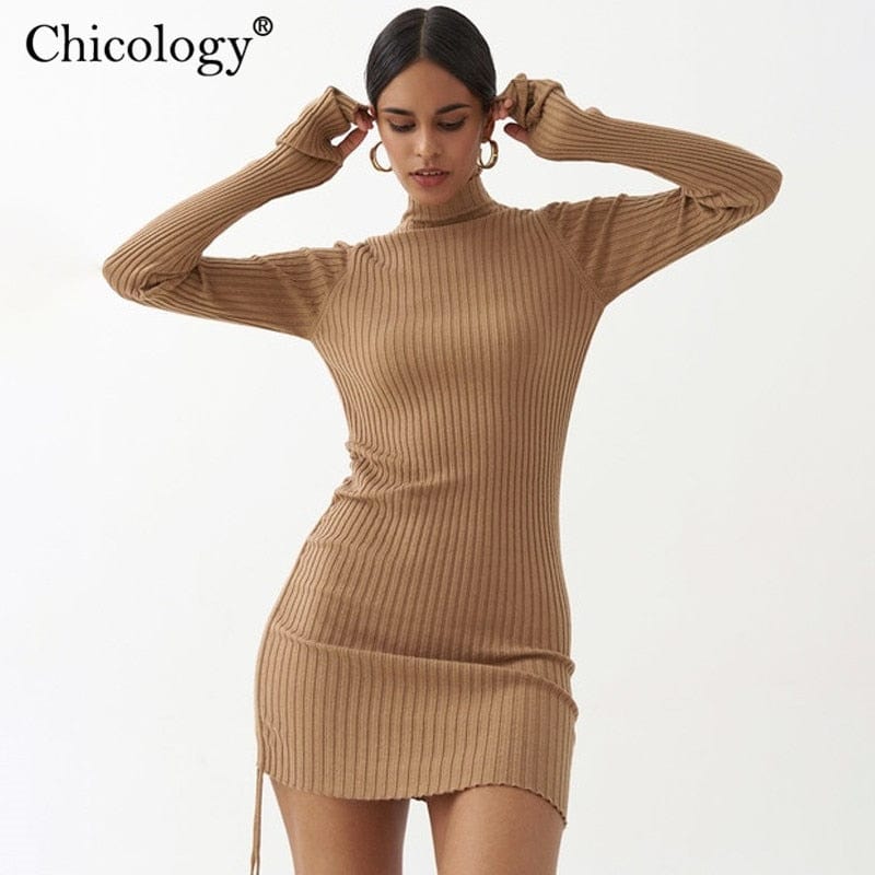 Chicology rochie pulover cu mânecă lungă mini bodycon ținute sexy femei 2020 iarnă toamnă haine elegante la modă, club de petrecere de Crăciun