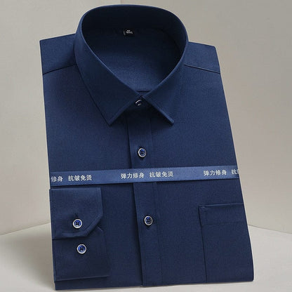 Men Shirts Long Sleeve  Purple Formal shirts For Men Slim Fit Business Stretch Anti-wrinkle Professional Tooling Male Blouse