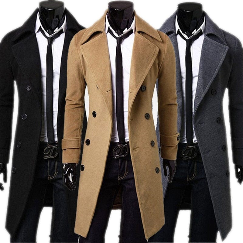 Fashion Brand Autumn Jacket Long Trench Coat Men&#39;s High Quality Self-cultivation Solid Color Men&#39;s Coat Double-breasted Jacket