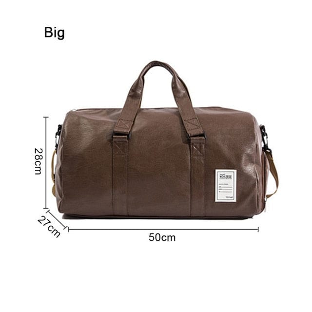 Big Capacity Leather Travel Bag Waterproof Fitness Duffle Bag with Shoes Pocket Sports Weekend Luggage Bag Women Men Handbag