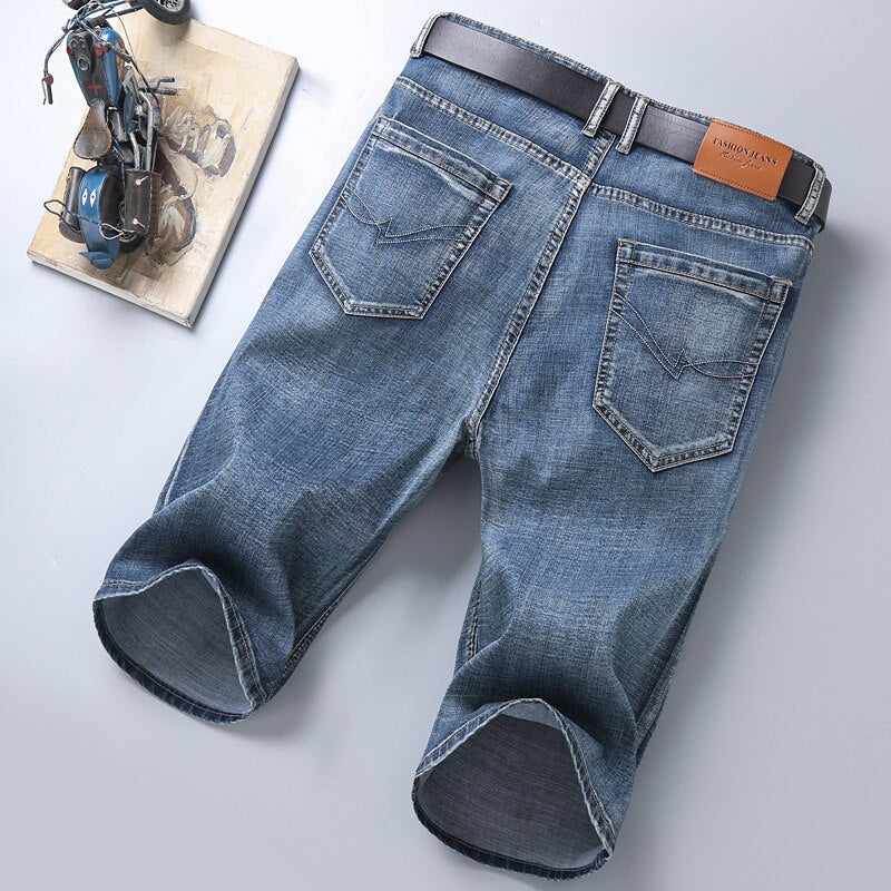 Summer New Men's Slim Fit Short Jeans Fashion Cotton Stretch Vintage Denim Shorts Grey Blue Short Pants Male Brand Clothes