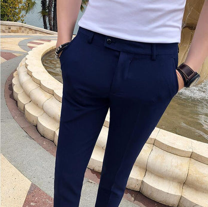New Men's Suit Pants Solid Color Casual Business Dress Pants Slim Dress Trousers Quality Men's Classic Groom Wedding Pants