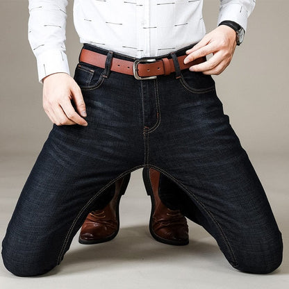 Men's Brand Stretch Jeans  New Business Casual Slim Fit Denim Pants Black Blue Trousers Jeans Male