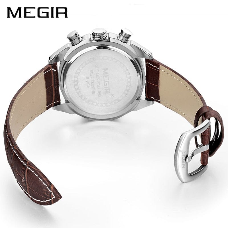 MEGIR Official Quartz Men Watches Fashion Genuine Leather Chronograph Watch Clock for Gentle Men Male Students Reloj Hombre 2015