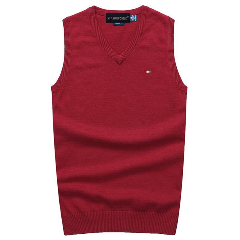 Good Quality Spring Autumn Men&#39;s Vest Sleeveless Sweaters Pullovers 100% Cotton Casual Knitted Vest Fashion Knitted Male Tops