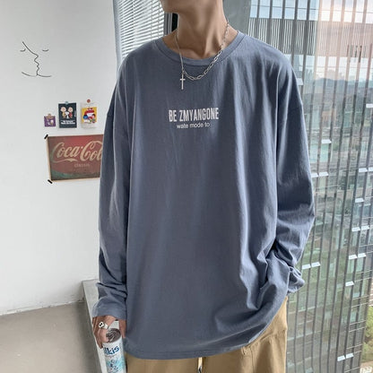 LAPPSTER Men Graphic Letter T Shirt Long Sleeve  Autumn Mens Harajuku Streetwear Kpop Tshirts Colorful Tops Tees Plus Size