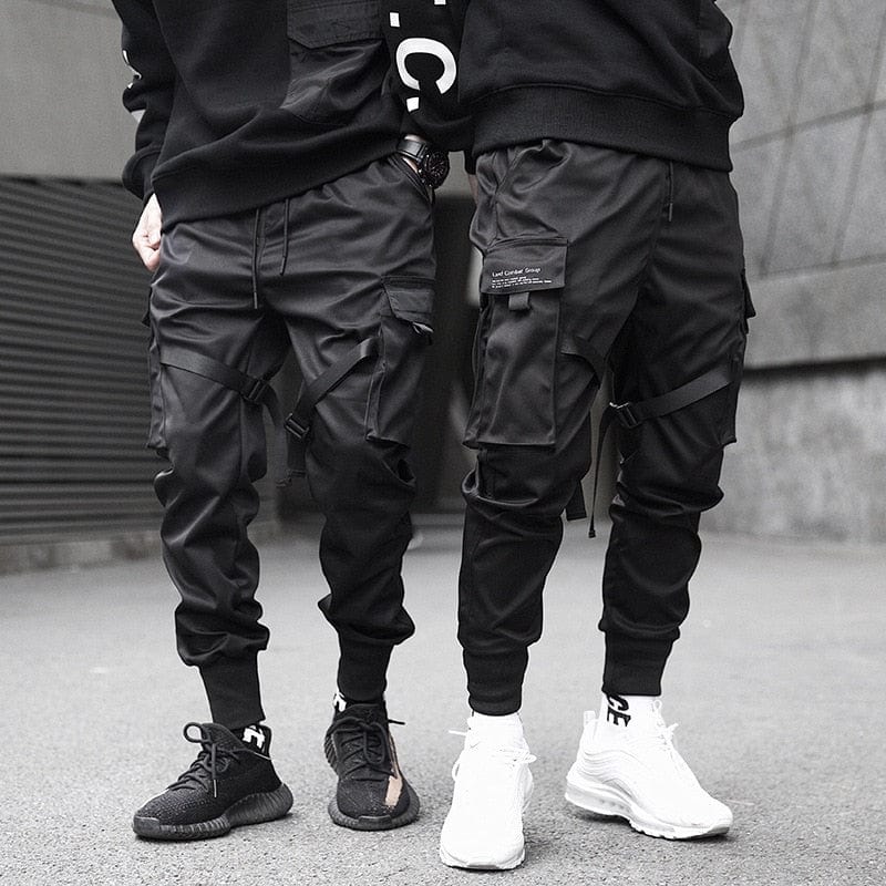 Ribbons Men Jogger Sweatpants Men's Cargo Pants Streetwear Hip Hop Casual Black Harem Pants Male Harajuku Fashion Trousers