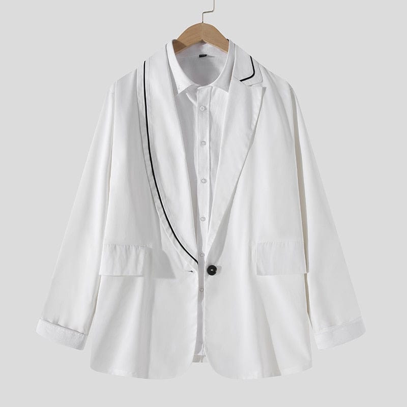 INCERUN Blazer casual pentru bărbați, 2022, cu rever, cu mânecă lungă, îmbrăcăminte de stradă, costume elegante, jachete subțiri, cu un singur buton, 5XL 7