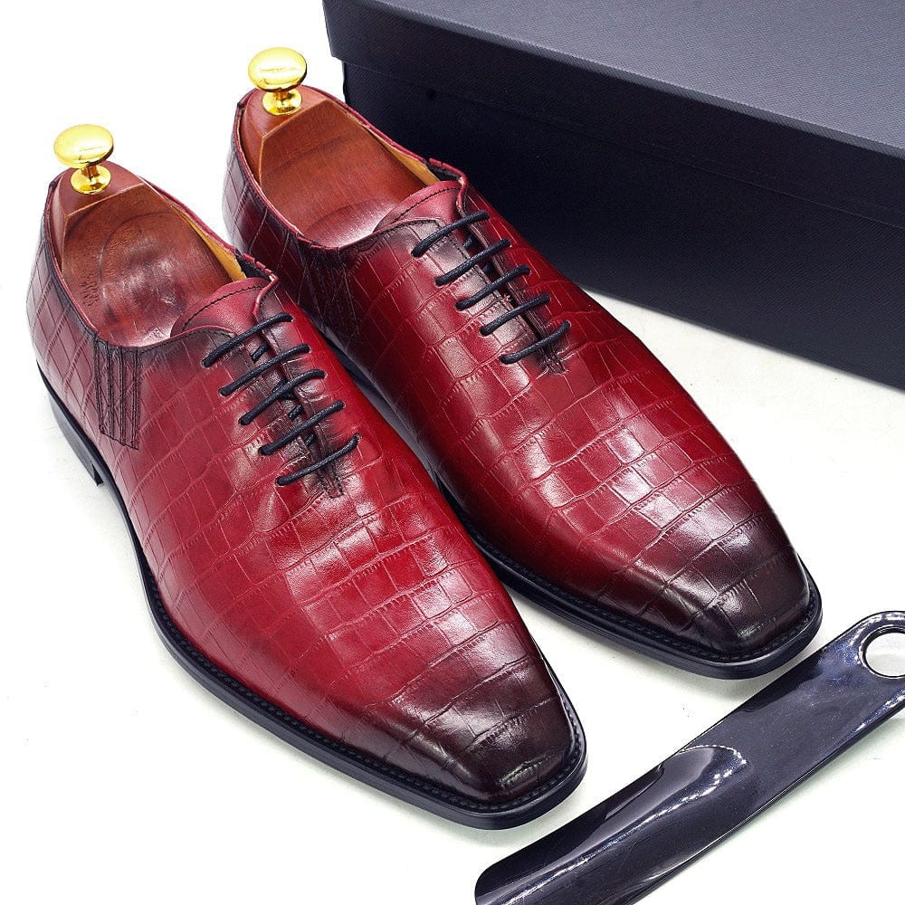 Big Size 6-13 Handmade Men's Shoes Leather Print Dress Shoes Classic Business Formal Shoes for Men