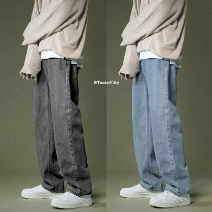 Korean Wide-leg Jeans Men's Fashion Retro Casual Jeans Men Streetwear Autumn Wild Loose Hip-hop Straight Denim Pants Mens M-2XL