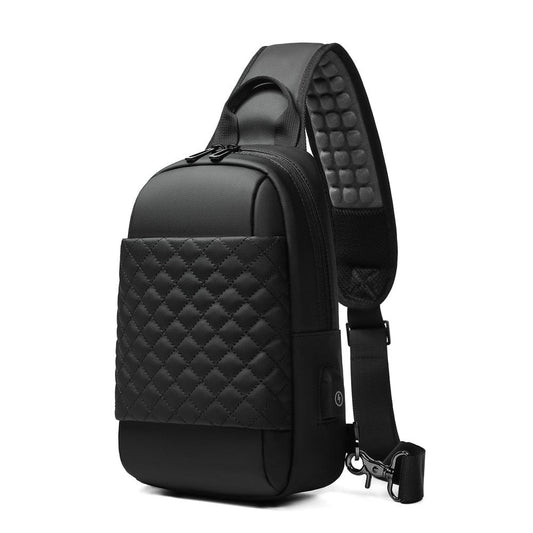 EURCOOL Geantă Messenger pentru bărbați Genți crossbody negre pentru bărbați pentru iPad de 7,9 inchi, geantă de umăr impermeabilă, cu încărcare USB, pachet de piept n1903