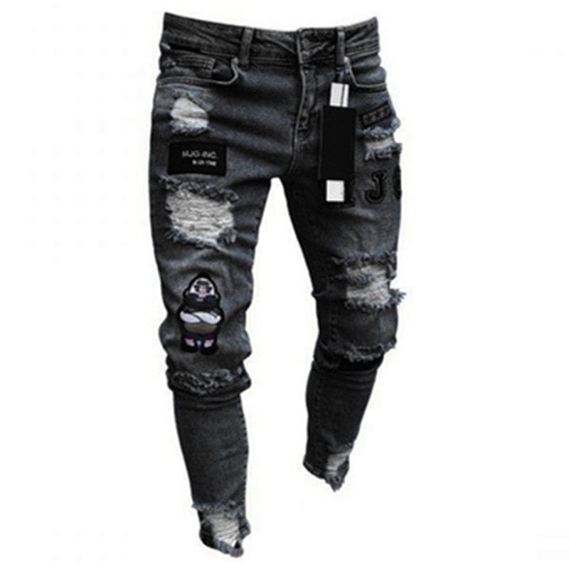 2022 Noua blugi pentru bărbați slim-fit rupți Blugi pictați pentru bărbați Pantaloni cerșetori Jumbo Pantaloni hip hop pentru bărbați Mărimea S-4XL