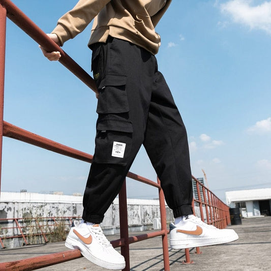 New Men&#39;s Big Pocket Cargo Harem Pants Casual Trousers Male Hip Hop Men Jogger Sweatpants Fashion Streetwear Pants Oversized