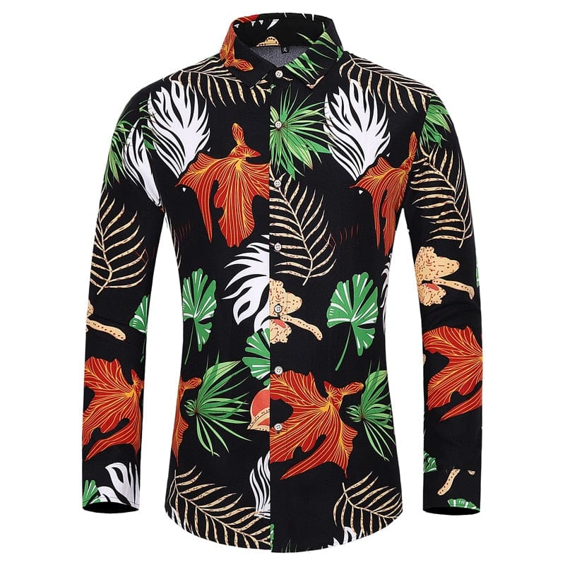 Many styles men long-sleeved plus size 7XL shirt fashion printed shirt Hawaii leisure vacation men&#39;s clothing