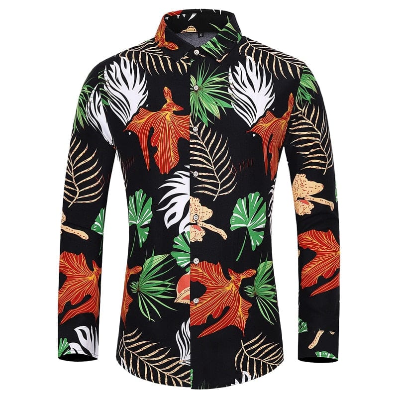Many styles men long-sleeved plus size 7XL shirt fashion printed shirt Hawaii leisure vacation men's Clothing