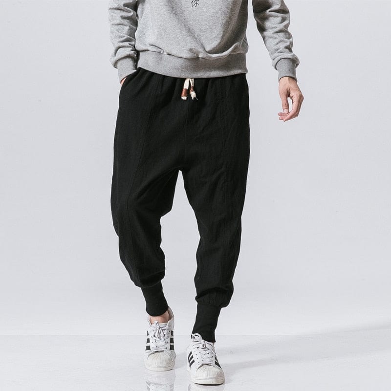 MrGB  Chinese Style Men Cotton Linen Harem Pants Streetwear Man Casual Joggers Harajuku Elastic Waist Male Oversized Trouser