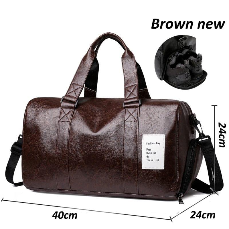 Men Leather Travel Bags Training Large Duffle Independent Shoes Pocket Casual Tote Bag Luggage Overnight Week Handbags XA111ZC