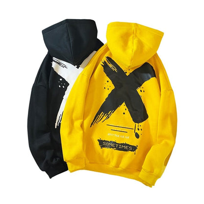 Japan Style Casual O-Neck  Spring Autumn Print Hoodie Sweatshirt Men'S Thick Fleece Hip Hop High Streetwear Clothes