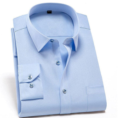 Men Shirts Long Sleeve  Purple Formal shirts For Men Slim Fit Business Stretch Anti-wrinkle Professional Tooling Male Blouse