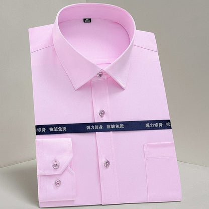 Men Shirts Long Sleeve  Purple Formal shirts For Men Slim Fit Business Stretch Anti-wrinkle Professional Tooling Male Blouse