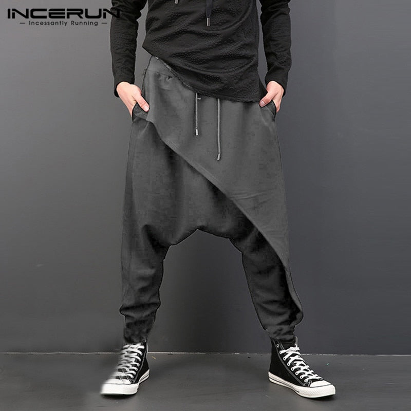 INCERUN Bărbați Dimensiune Plus Ocazional Drapeat Crotch Crotch Pantaloni Harem Hip-hop Pantaloni Baggy Pantaloni de dans Stil Gotic Punk Pantaloni Harem Bărbați