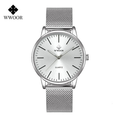 WWOOR Men Gold Watches  Luxury Brand Men Fashion Quartz Golden Clock Male Simple Sports Waterproof Wrist Watch Zegarek Meski