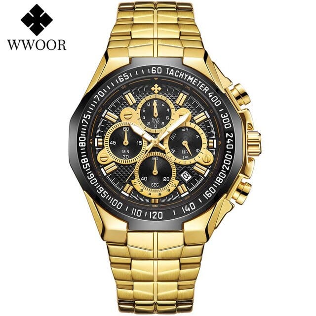 WWOOR Watch For Men Top Brand Luxury Classic Sport Quartz Watches Men Steel Waterproof Chronograph Wristwatch Relogio Masculino