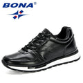 BONA  New Designers Popular Men Sneakers Lace-up Full Grain Leather Men Casual Shoes Fashion Men Shoes Leisure Footwear