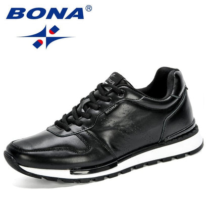 BONA  New Designers Popular Men Sneakers Lace-up Full Grain Leather Men Casual Shoes Fashion Men Shoes Leisure Footwear