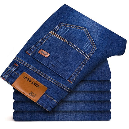 Men's Brand Stretch Jeans  New Business Casual Slim Fit Denim Pants Black Blue Trousers Jeans Male