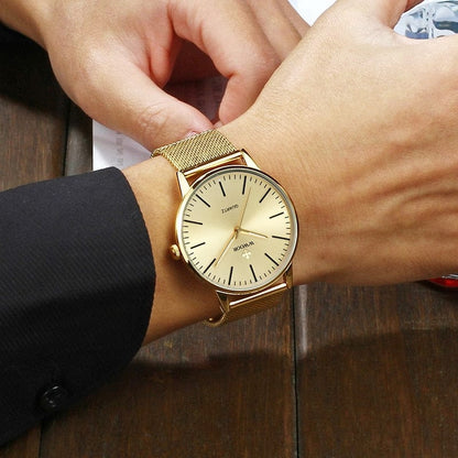 WWOOR Men Gold Watches  Luxury Brand Men Fashion Quartz Golden Clock Male Simple Sports Waterproof Wrist Watch Zegarek Meski