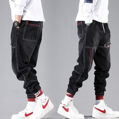 Hip Hop Streetwear Harem Jeans Pants Men Loose Joggers Denim Casual Sweatpants Korea Ankle length Trousers