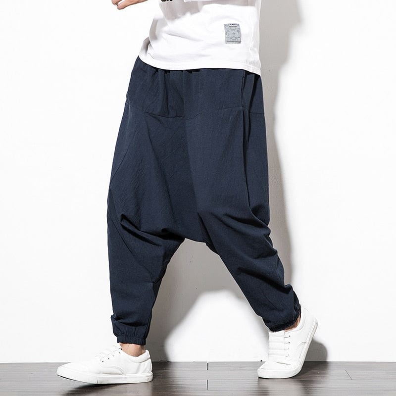 Chinese Style Harem Pants Men Streetwear Casual Joggers Mens Pants Cotton Linen Sweatpants Ankle-length Men Trousers M-5XL