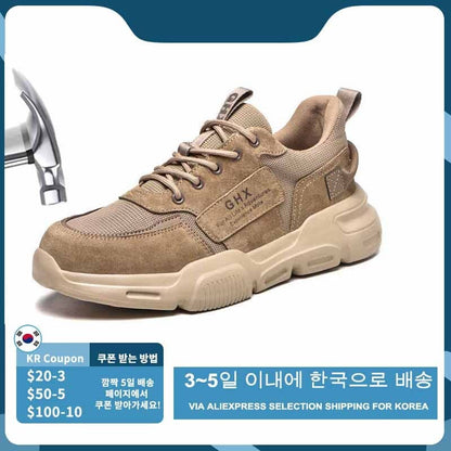 Work Safety Shoes Steel Toe Anti-puncture Indestructible Men Safety Boots Kevlar Insole Suede Leather Upper Work Sneakers