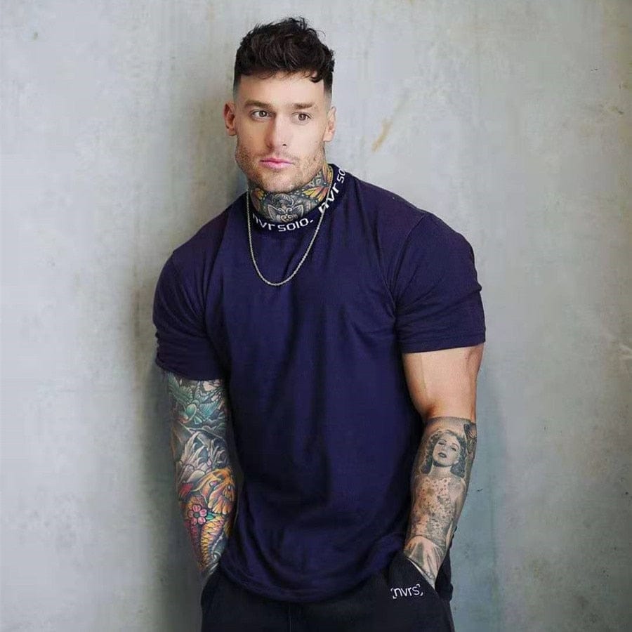 Gyms T-shirt Men Short sleeve Cotton T-shirt Casual Slim t shirt Male Fitness Bodybuilding Workout Tee Tops Summer clothing