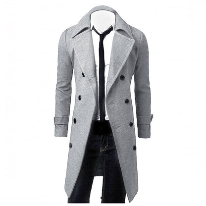 Fashion Brand Autumn Jacket Long Trench Coat Men's High Quality Self-cultivation Solid Color Men's Coat Double-breasted Jacket