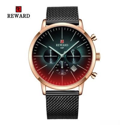 New Fashion Color Bright Glass Watch Men Top Luxury Brand Chronograph Men's Stainless Steel Business Clock Men Wrist Watch