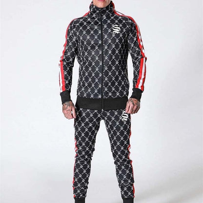 Sportsuits Set Men 2019 Brand Fitness Suits autumn Men Set Long Sleeve stripe Hoodies+Pants Gyms Casual Sportswear Suit