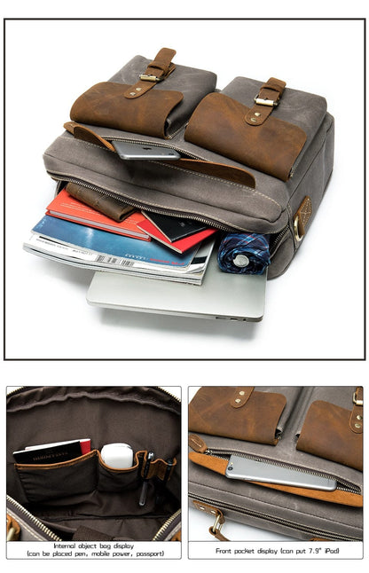WESTAL Men Briefcases Men's Bag Genuine Leather Business Office Bags for Men Laptop Bag Leather Briefcases Male Lawyer Bags