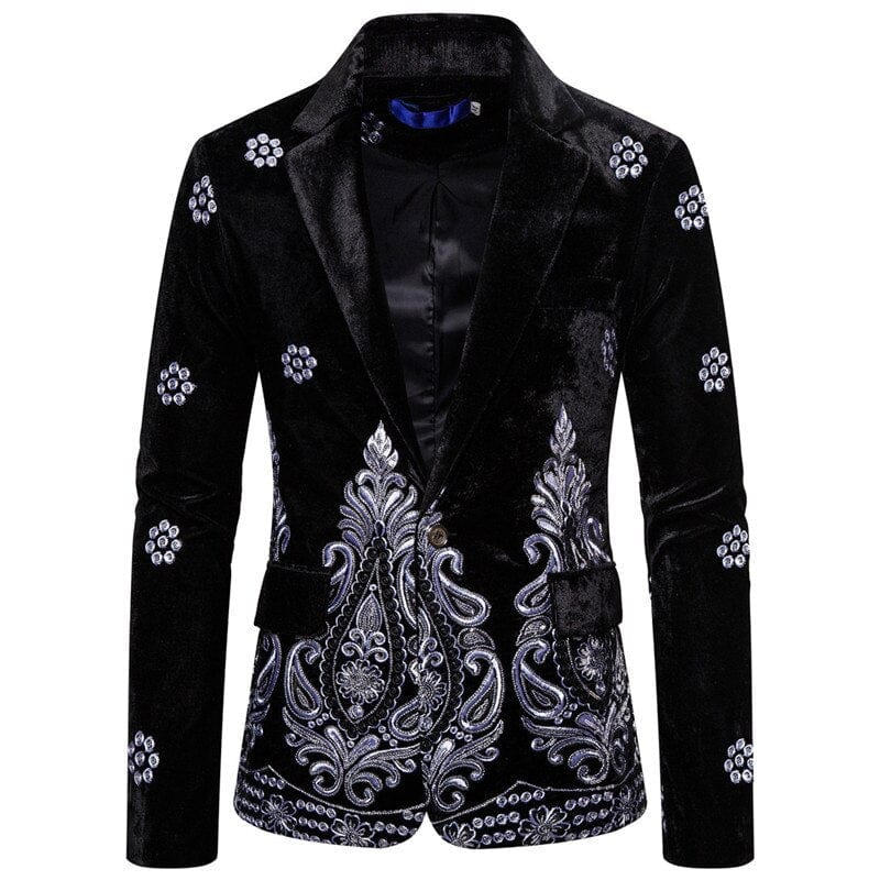 Floral Embroidery Wedding Suits For Men Luxury Wine Velvet Formal Slim Fit Single Button Mens Party Clothes Business Suit Jacket