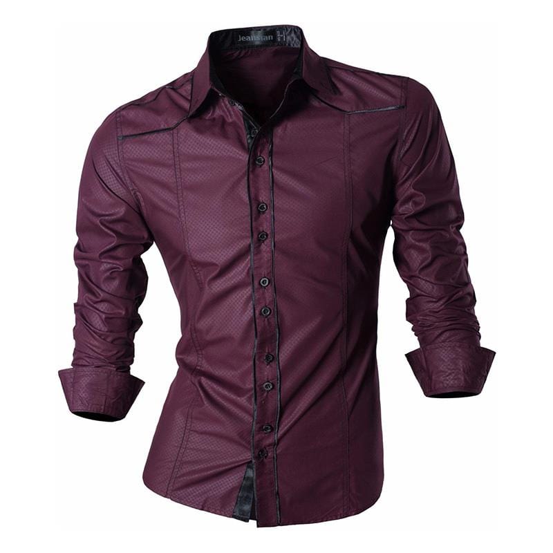 Jeansian Men Casual Dress Shirts Fashion Stylish Long Sleeve Slim