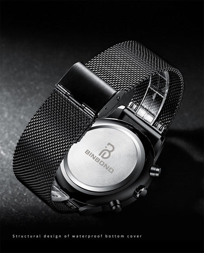 New Top Luxury Fashion Brand  Watch Men Color Bright Glass Chronograph Men's Stainless Steel Business Clock Men Wrist Watch