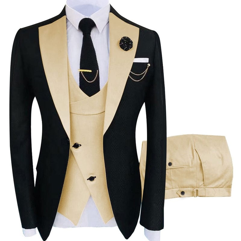 Costumul nou Homme Îmbrăcăminte populară Costum pentru bărbați Scenă de petrecere de lux Costum pentru bărbați Tuxedo Regular Fit 3 bucăți Set jachetă+pantaloni+vestă