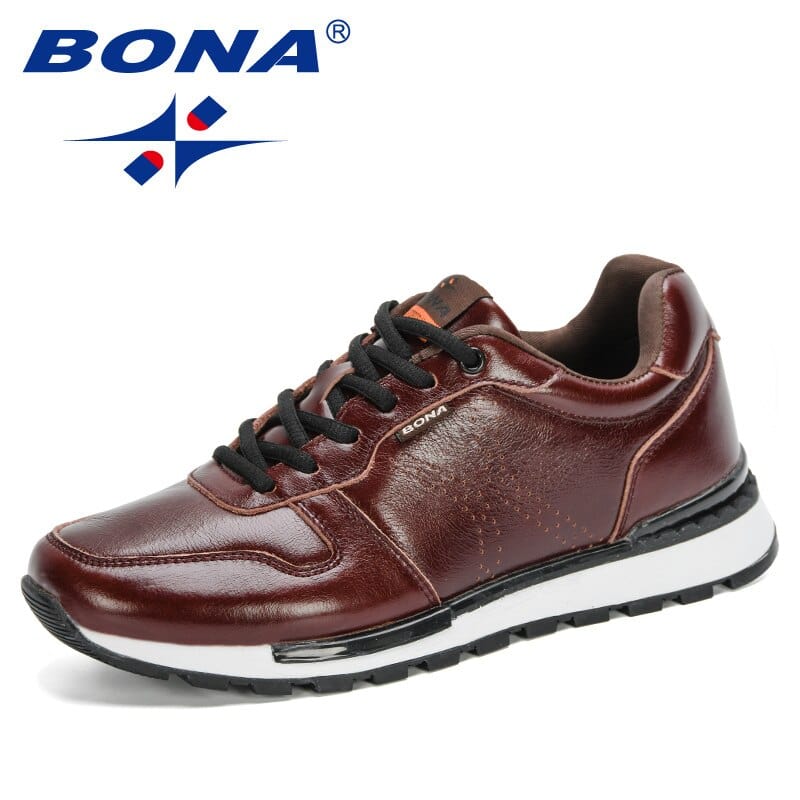 BONA  New Designers Popular Men Sneakers Lace-up Full Grain Leather Men Casual Shoes Fashion Men Shoes Leisure Footwear