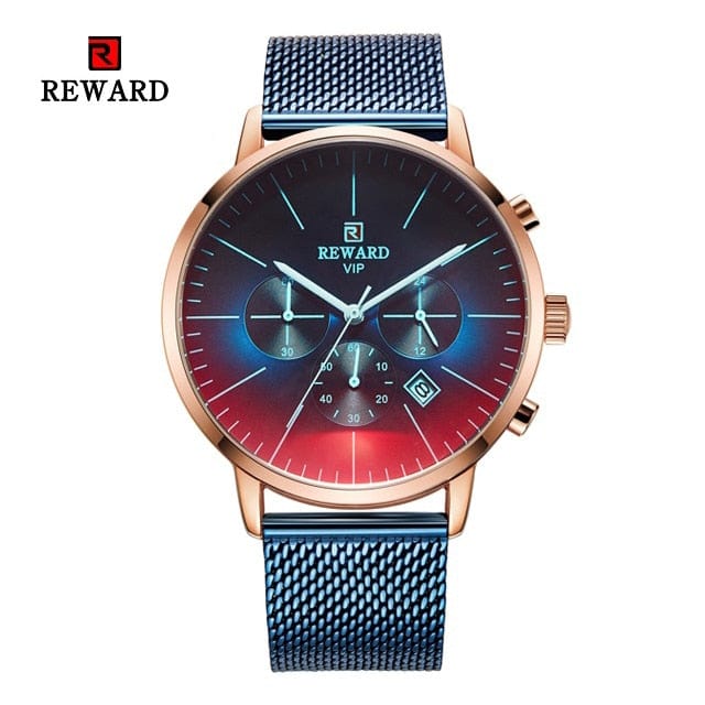 New Fashion Color Bright Glass Watch Men Top Luxury Brand Chronograph Men's Stainless Steel Business Clock Men Wrist Watch