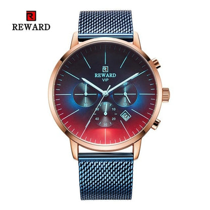 New Fashion Color Bright Glass Watch Men Top Luxury Brand Chronograph Men's Stainless Steel Business Clock Men Wrist Watch